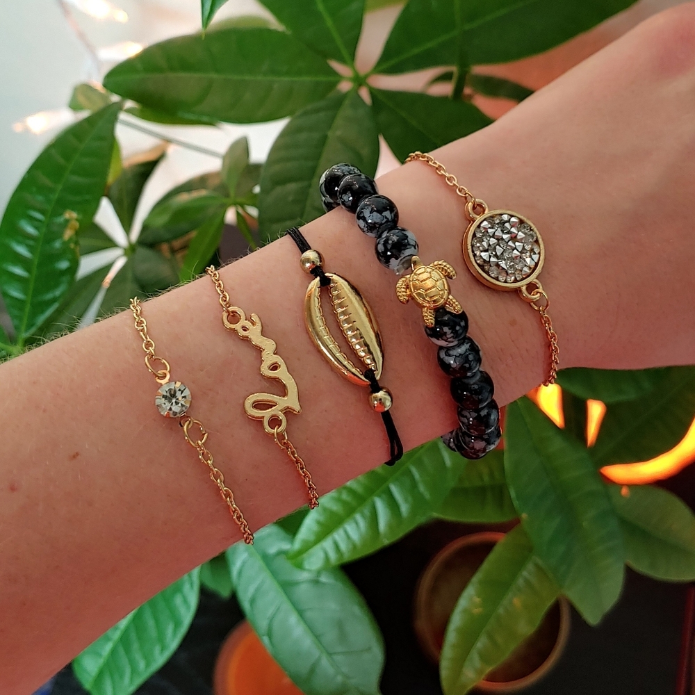 Sea Turtle • Ocean • Stargazer ♡ 5 piece bracelet set